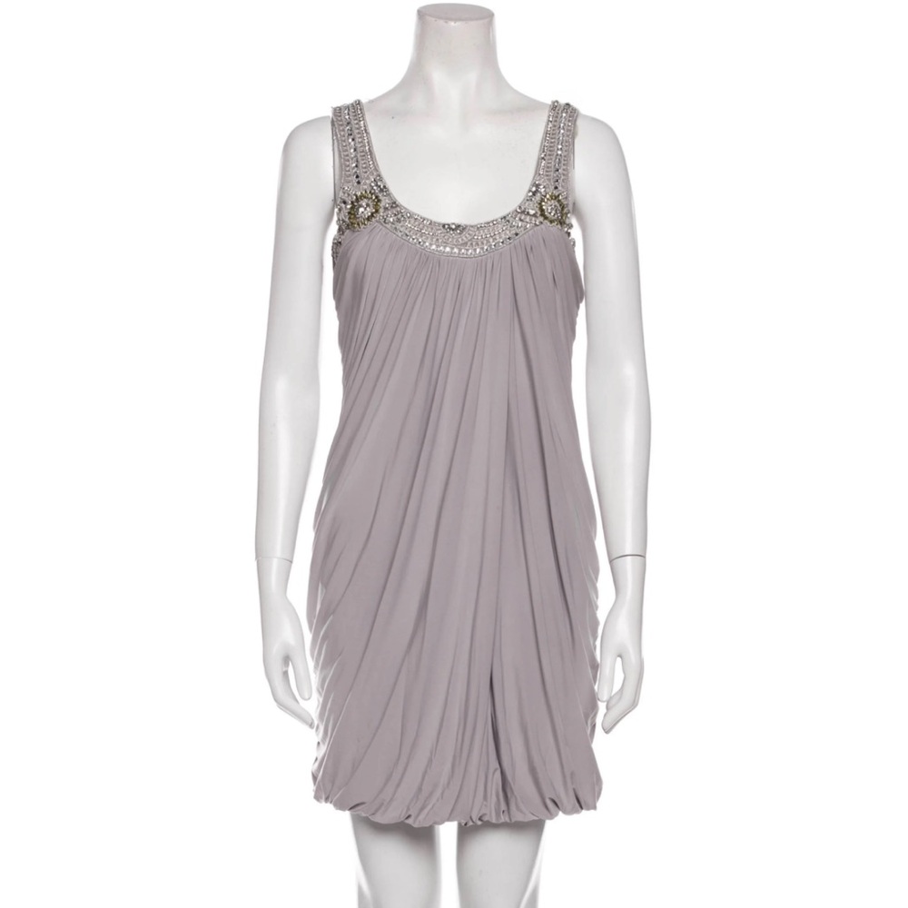 Scoop Neck Mini Dress with Embellished Neckline